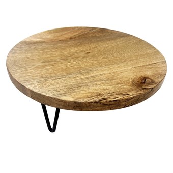 Support de présentation rond en bois de manguier avec pieds en métal Olympia 250x80mm