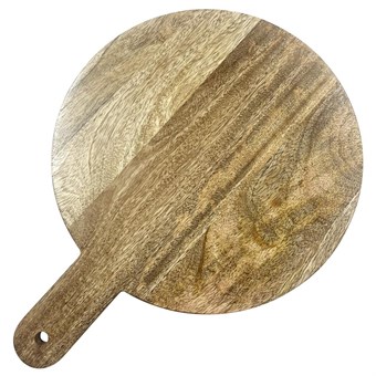 Support de présentation rond avec poignée en bois de manguier avec pieds en métal Olympia 400x300x80mm