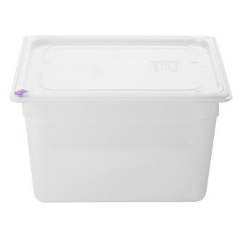 Bacs PP Hygiplas Click GN 1/2 avec couvercles et 7 clips de couleur 200mm 11,7L (lot de 4)