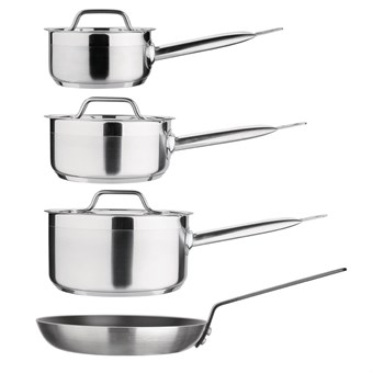 Ensemble 4 pièces casseroles avec couvercles et poêle Nisbets Essentials Cook Like A Pro