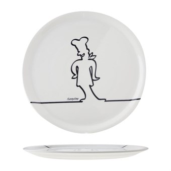 Assiette à pizza blanche avec silhouette noire Cosy & Trendy 31cm