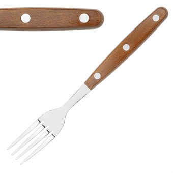 Fourchettes à steak Olympia avec manches en PP imitation bois (lot de 12)