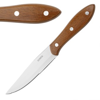 Couteaux à steak jumbo Olympia avec manches en PP imitation bois (lot de 12)