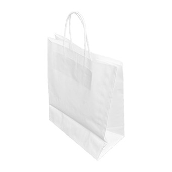 Grands sacs en papier avec poignée torsadée Fiesta Recyclable blancs (lot de 250)