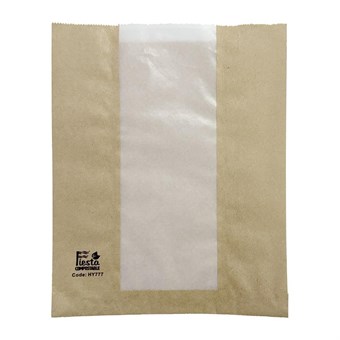 Sacs à pain avec fenêtre en papier cristal Fiesta Compostable 266x215x88mm (lot de 1000)