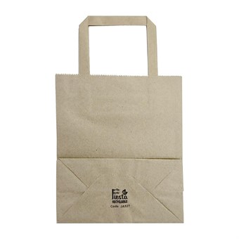 Sacs en papier marron à poignées plates Fiesta Recyclables (lot de 250)