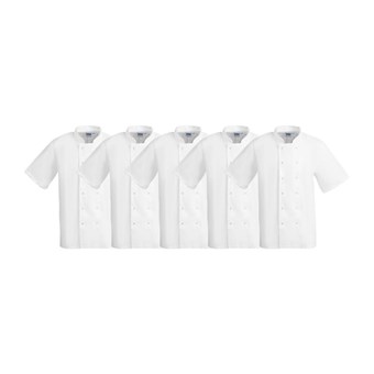Vestes de cuisine manches courtes Whites Boston blanches S (lot de 5)