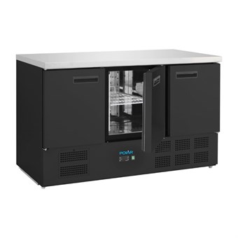 Table réfrigérée positive trois portes Polar série G noire 400 L