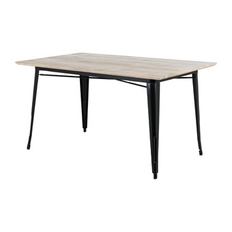 Table à manger avec plateau en bois de manguier lisse et piètement noir Bolero Bistro 1450 mm