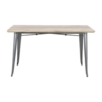 Table à manger avec plateau en bois de manguier lisse et piètement gris acier Bolero Bistro 1450 mm