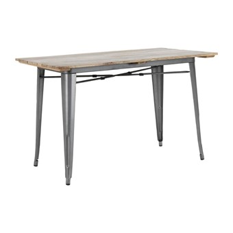 Table à manger à plateau à lattes en bois de manguier et piètement gris acier Bolero Bistro 1200 mm