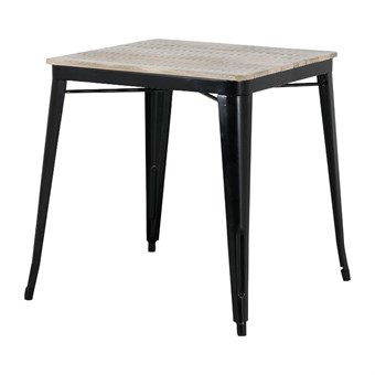 Table à manger à plateau à lattes en bois de manguier et piètement noir Bolero Bistro 650 mm