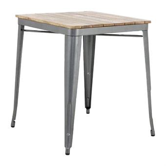 Table à manger à plateau à lattes en bois de manguier et piètement gris acier Bolero Bistro 650 mm
