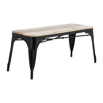 Banc d'intérieur avec assise en bois de manguier et cadre noir Bolero Bistro 1000 mm (lot de 2)