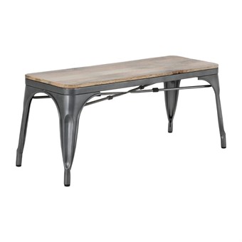 Banc d'intérieur avec assise en bois de manguier et cadre gris acier Bolero Bistro 1000 mm (lot de 2)