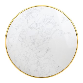 Plateau de table rond en marbre blanc avec bord effet laiton Bolero 600 mm