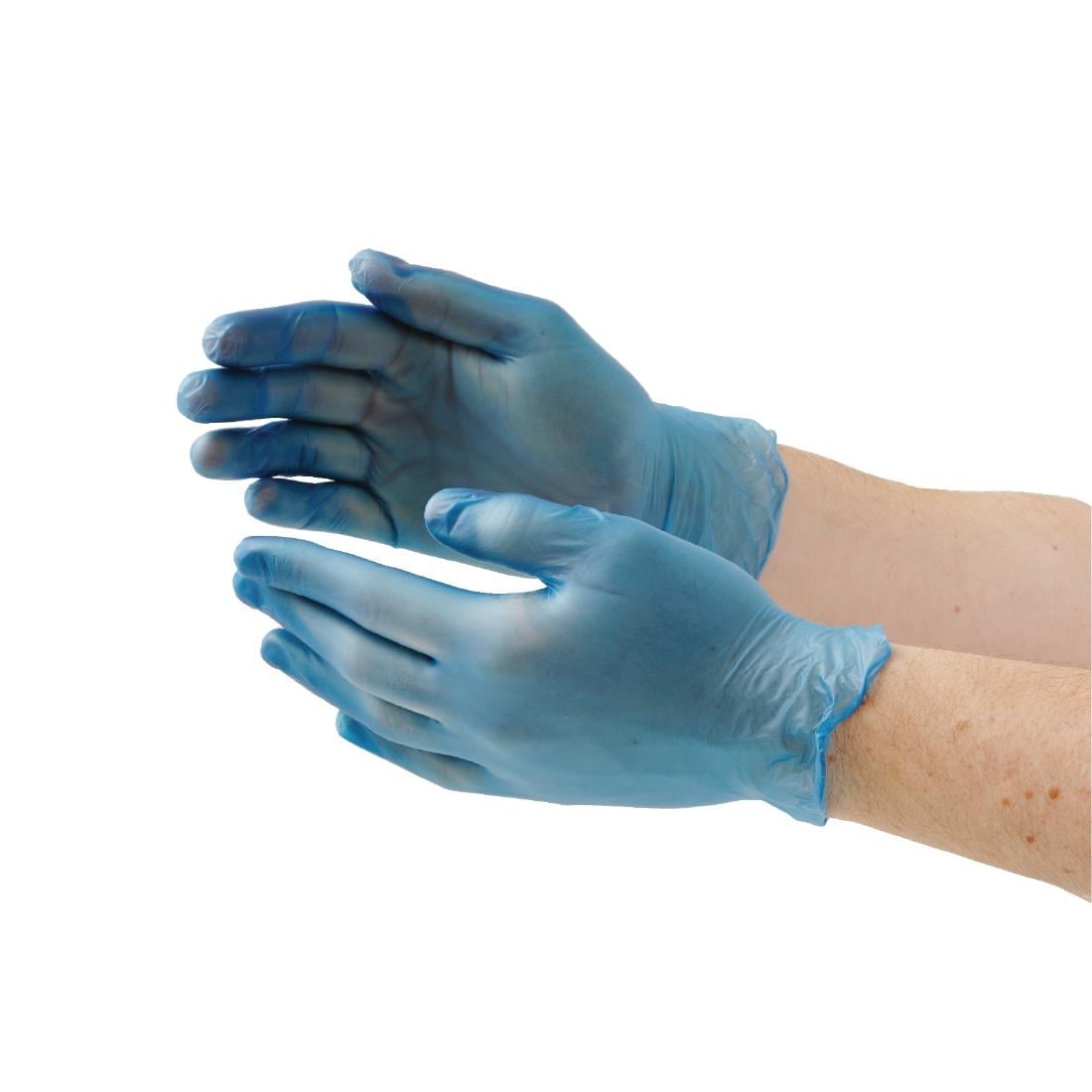Gants alimentaires en vinyle poudré Hygiplas bleus XL CB254-XL