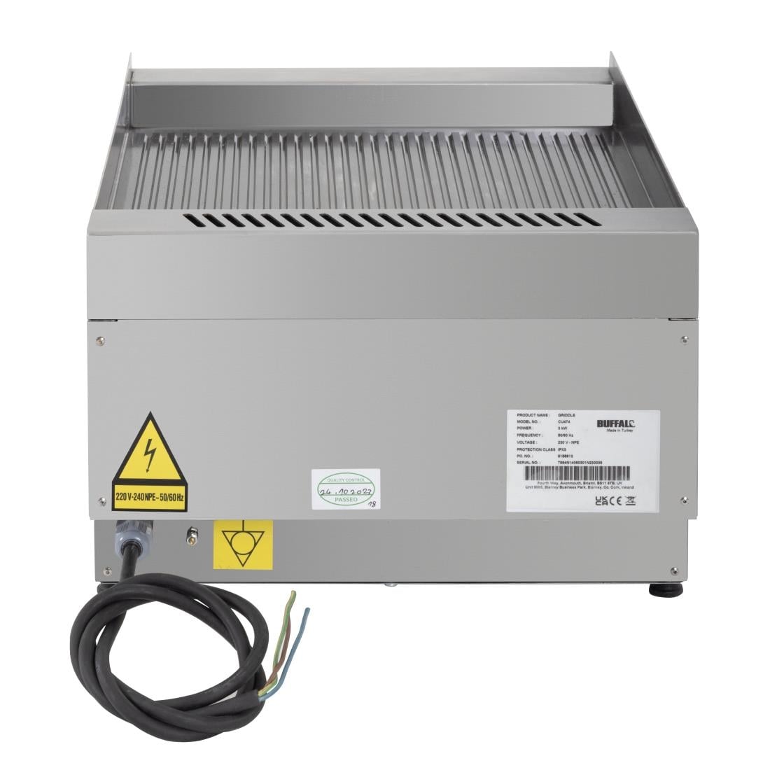 Plaque chauffante électrique nervurée Buffalo série 600, 400 mm CU474