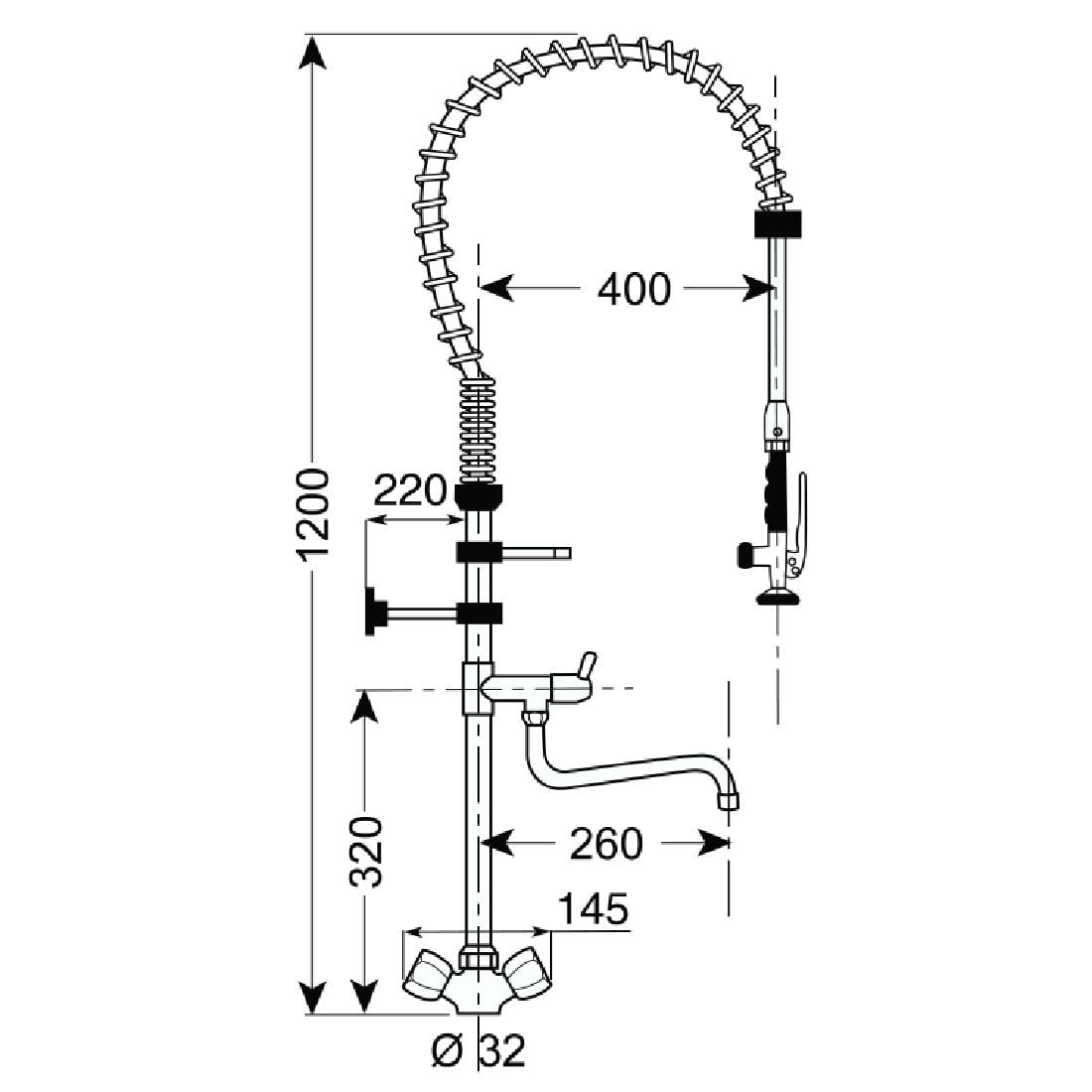 Douchette mélangeur monotrou standard avec col de cygne Gastro M CW362