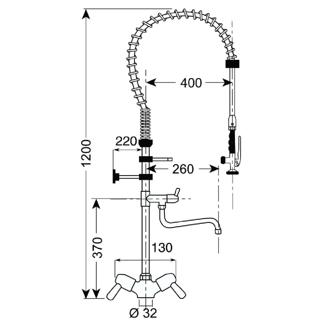 Douchette avec puisage grand modèle monotrou à col de cygne Gastro M CY797