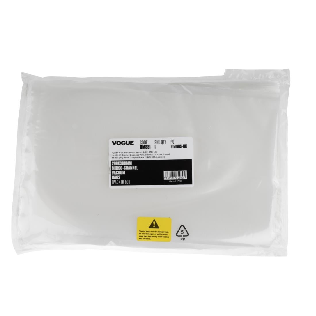 Sacs d emballage sous vide Vogue 200 x 300mm gaufrés (Lot de 50) DM881