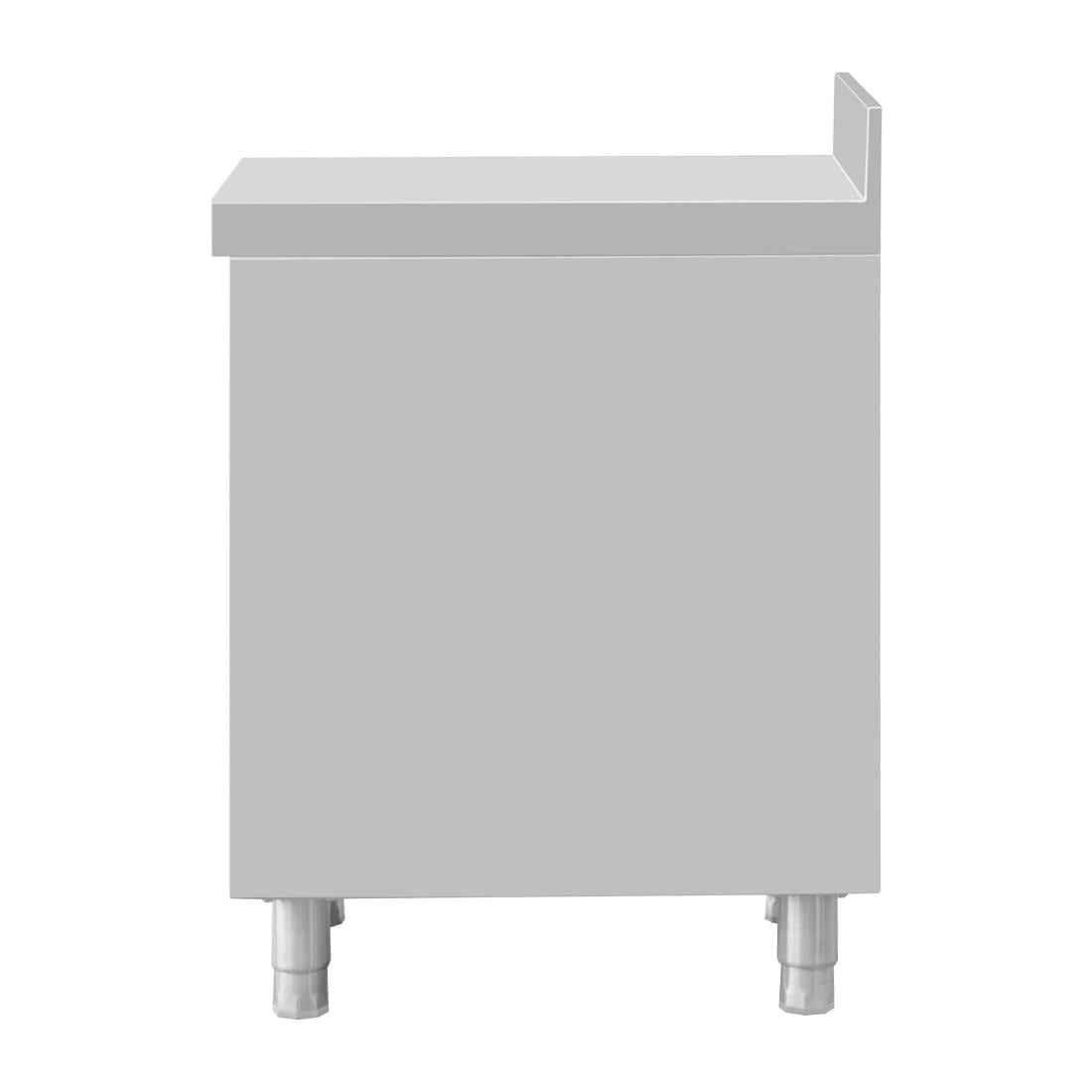 Plan de travail 4 tiroirs en inox Vogue avec dosseret de 100 mm DP276