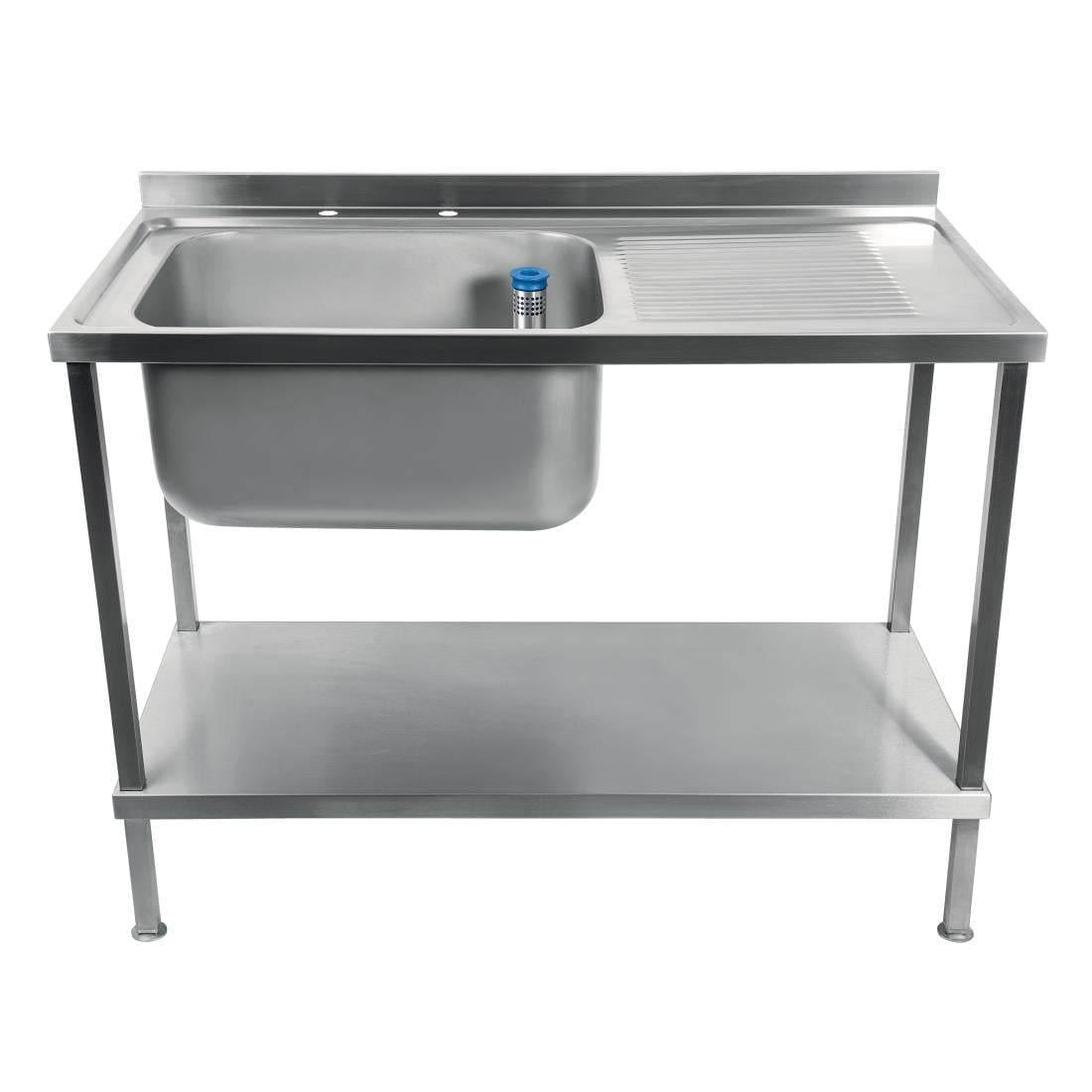 Plonge inox soudée cuve à gauche égouttoir à droite Holmes 1200 mm DR382