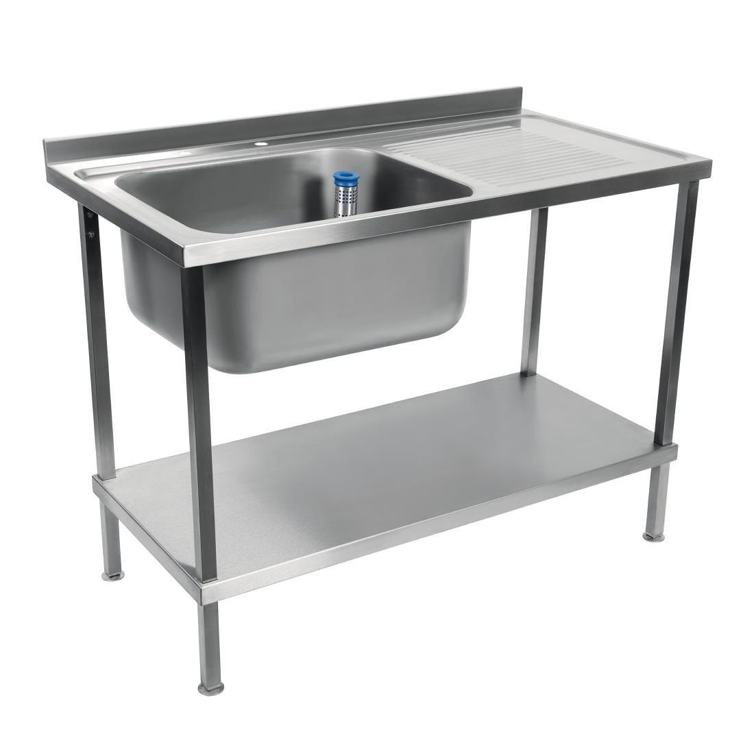 Plonge inox soudée cuve à gauche égouttoir à droite Holmes 1200 mm DR382