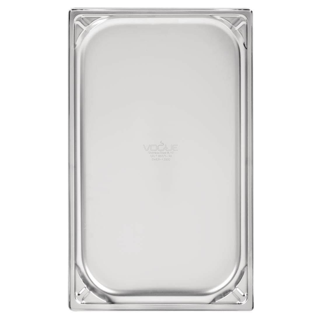 Bac inox 18/10 GN 1/1 professionnel Vogue 20mm DW431