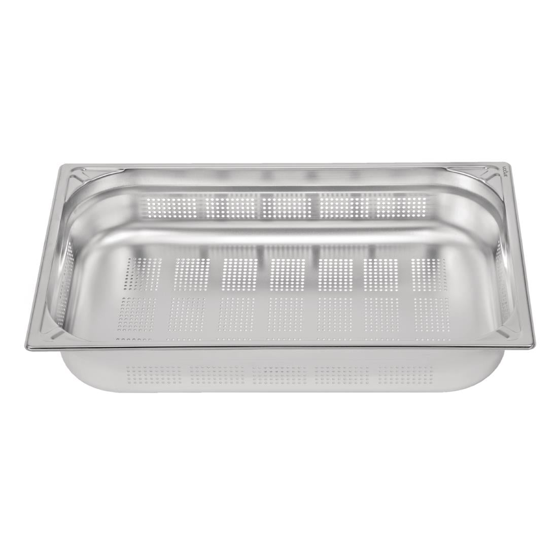 Bac inox 18/10 perforé GN 1/1 professionnel Vogue 100mm DW462