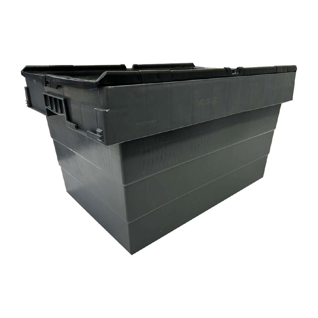 Caisse de transport/stockage en plastique Vogue avec couvercle attaché 600x400x320mm DX995