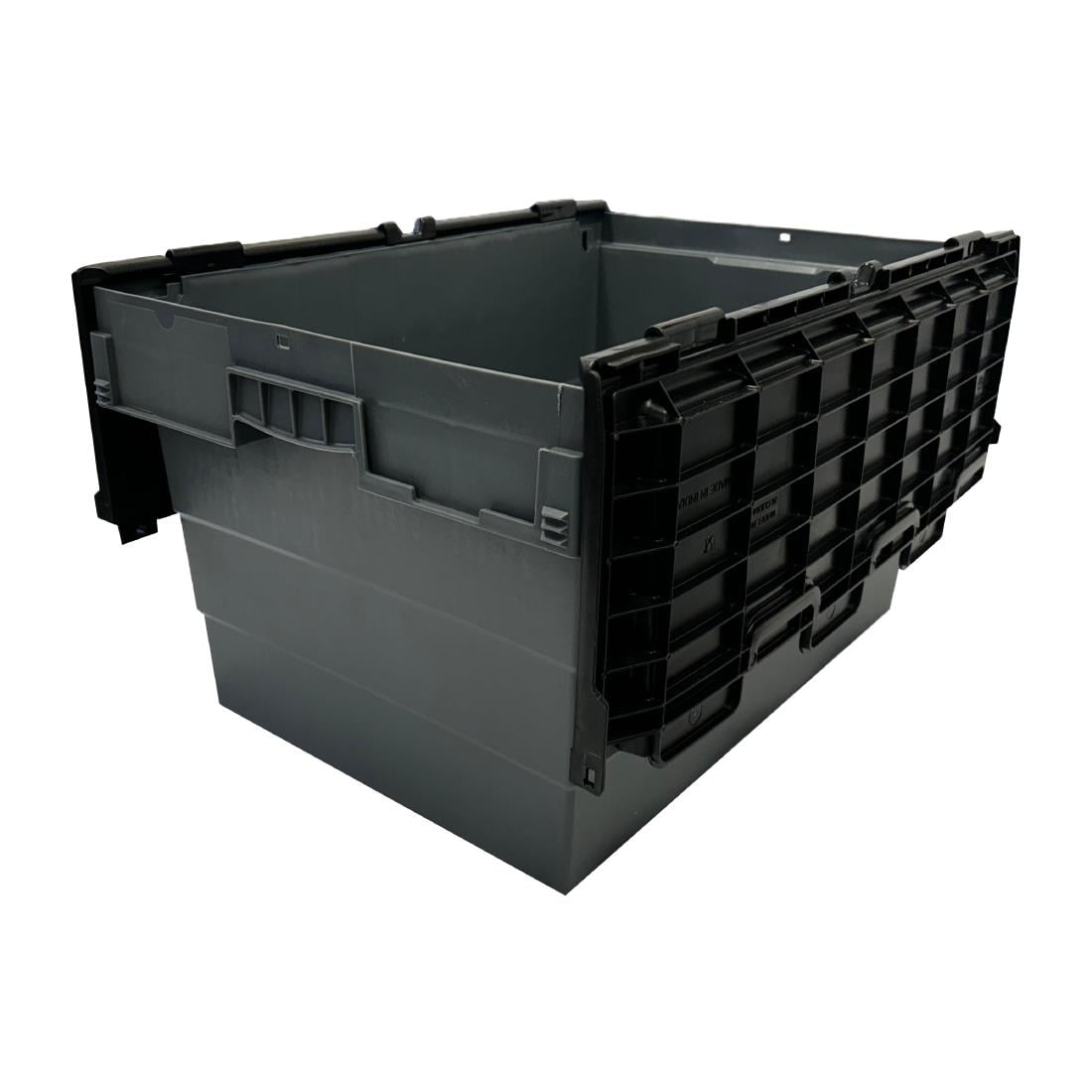 Caisse de transport/stockage en plastique Vogue avec couvercle attaché 600x400x320mm DX995