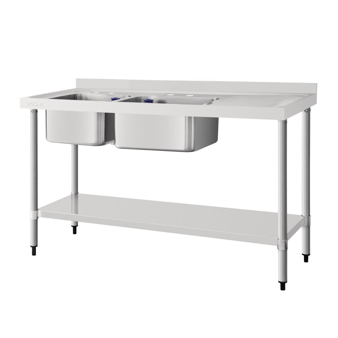 Plonge deux bacs égouttoir à droite Vogue 1500mm DY824