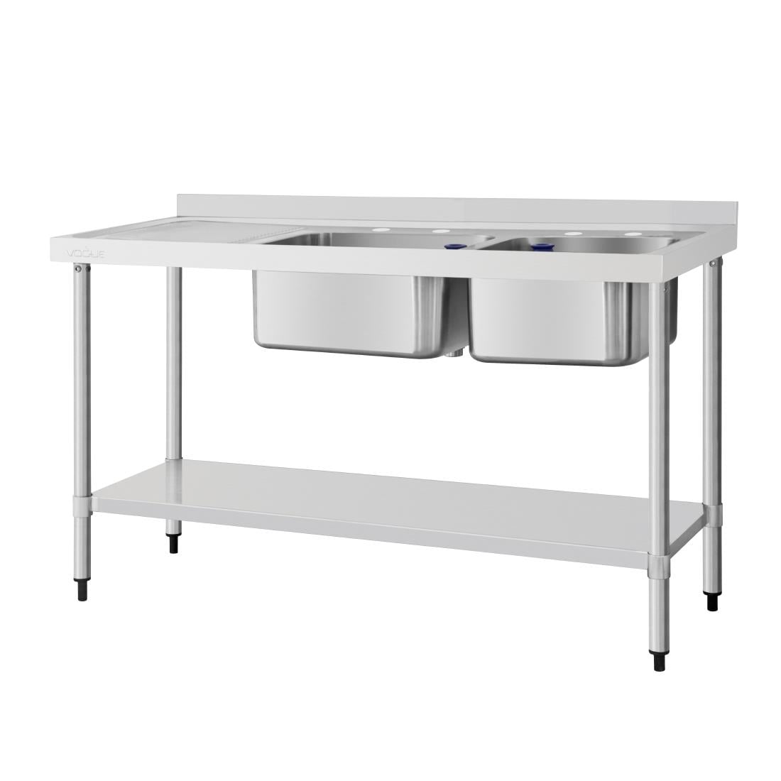 Plonge deux bacs égouttoir à gauche Vogue 1500mm DY825
