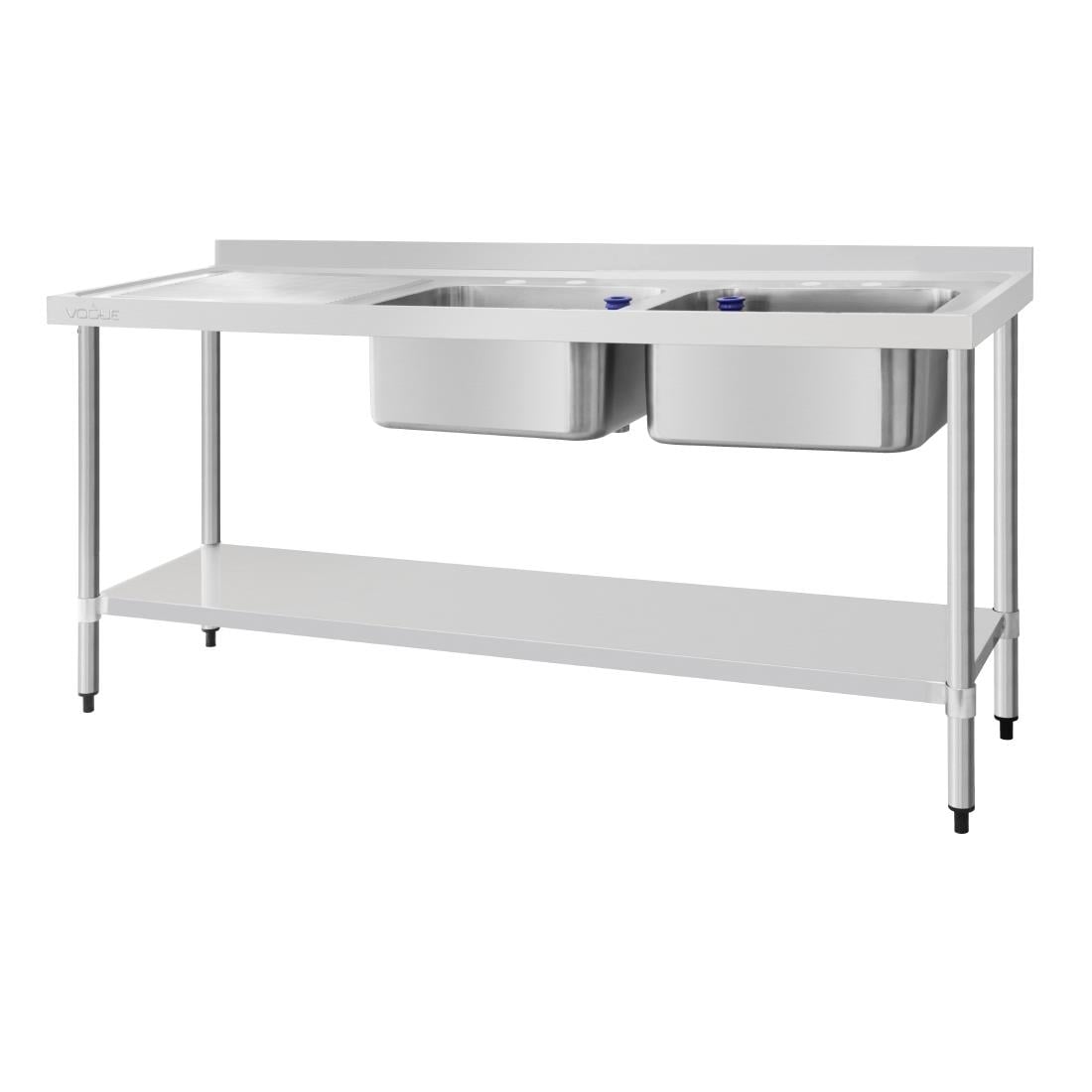 Plonge deux bacs égouttoir à gauche Vogue 1800mm DY828