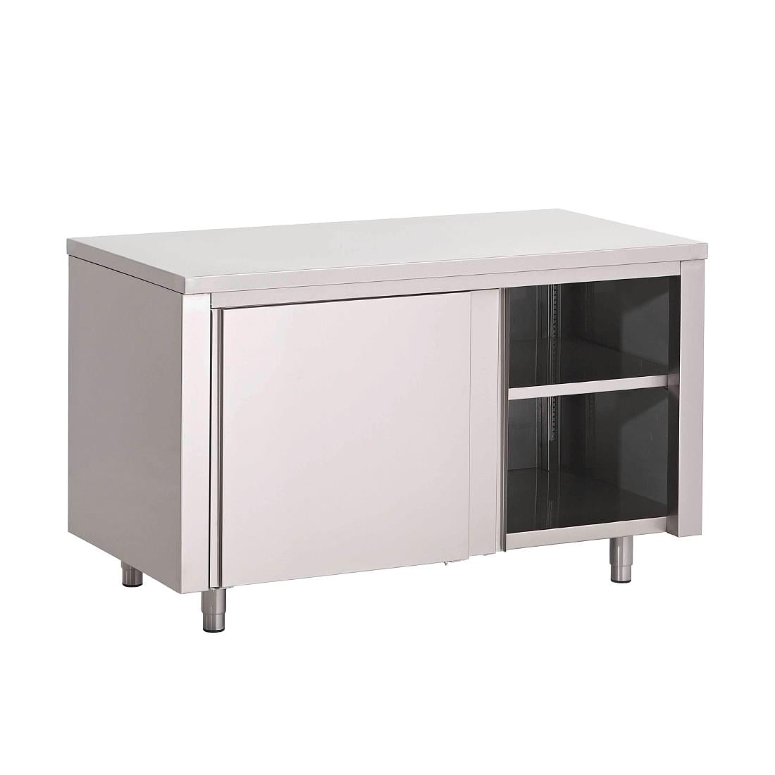 Table armoire inox avec portes coulissantes Gastro M 1400 x 700 x 850mm GN151