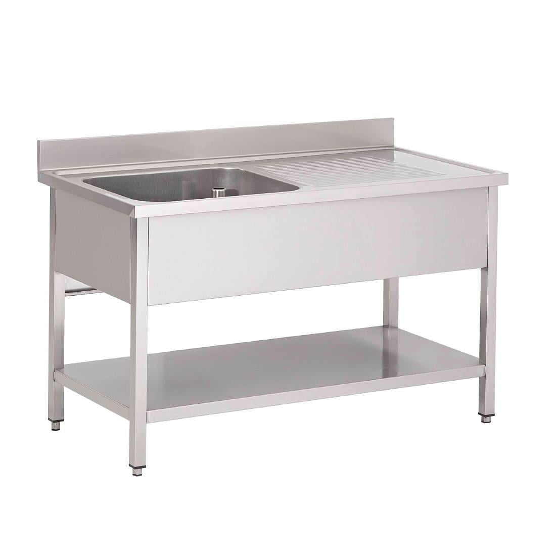 Plonge inox avec étagère basse Gastro M 1 bac à gauche 160 x 70 x 85 cm GN202