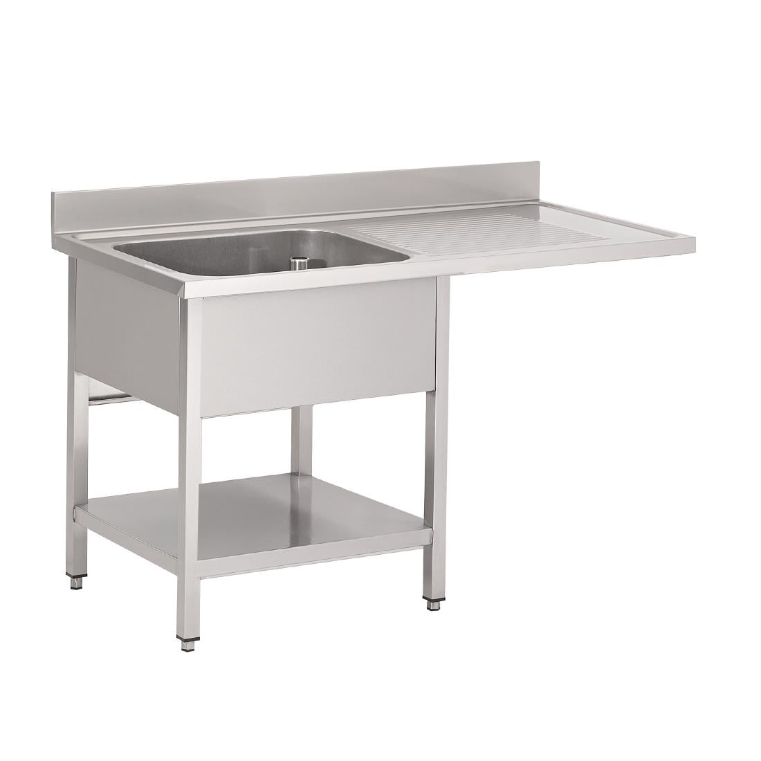 Plonge inox avec étagère basse et emplacement lave-vaisselle Gastro M 1 bac à gauche 120 x 70 x 85 cm GN206