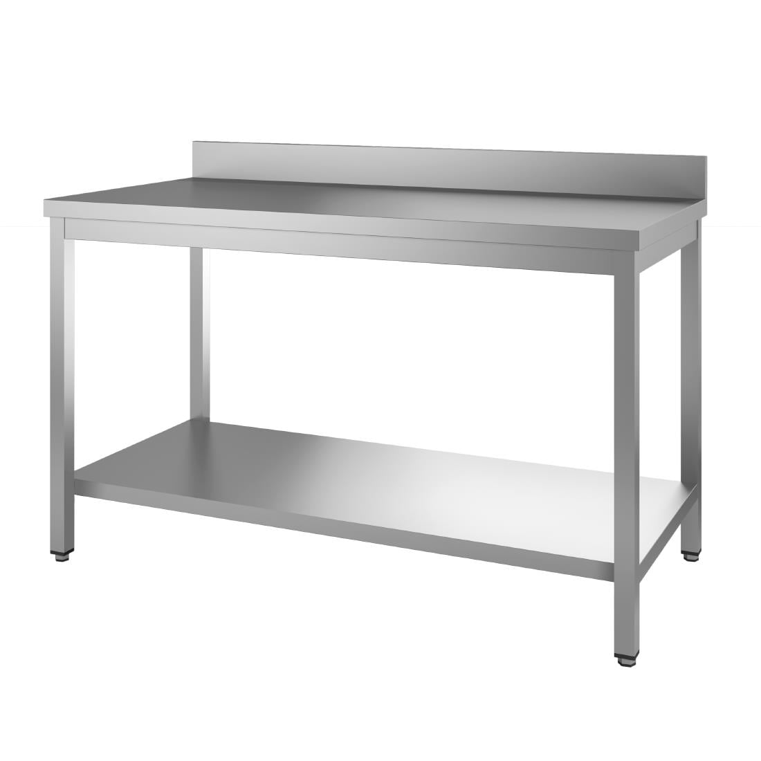 Table de préparation inox 304 avec étagère basse et dosseret Gastro M 89x200x70cm GS045