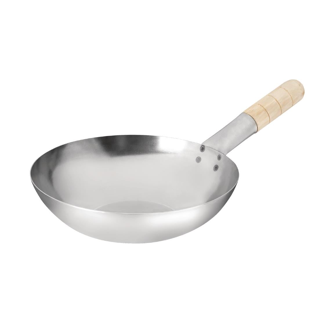 Wok fond plat en acier doux Vogue 25,4 cm K295