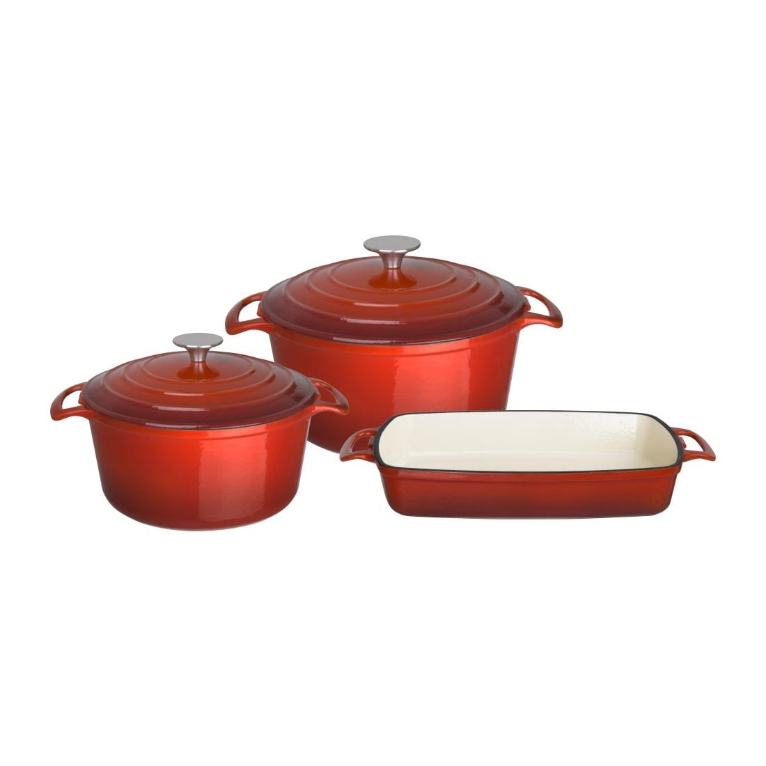 Lot de 3 plats en fonte Vogue rouges SA727