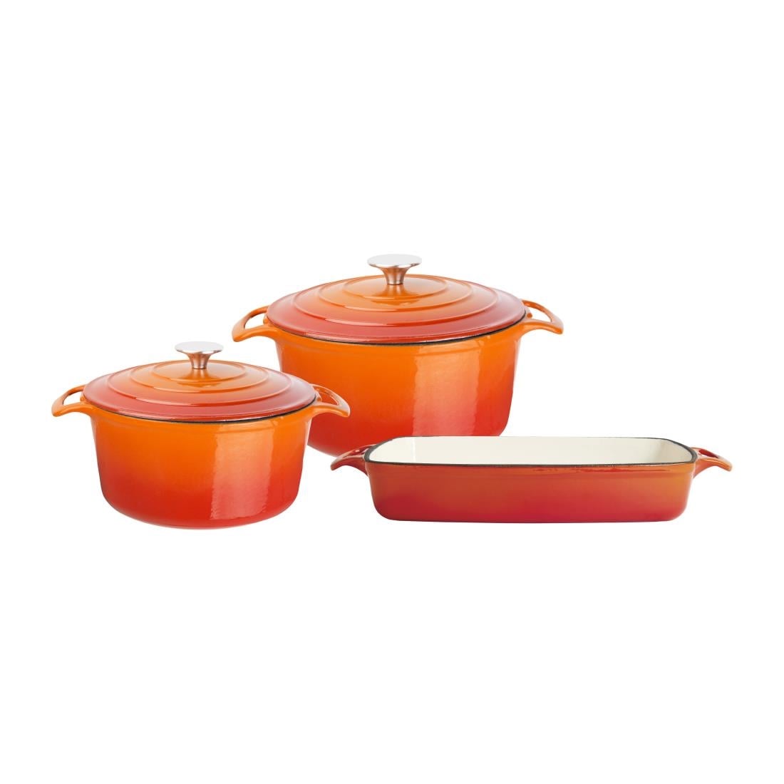 Lot de 3 plats en fonte Vogue orange SA728